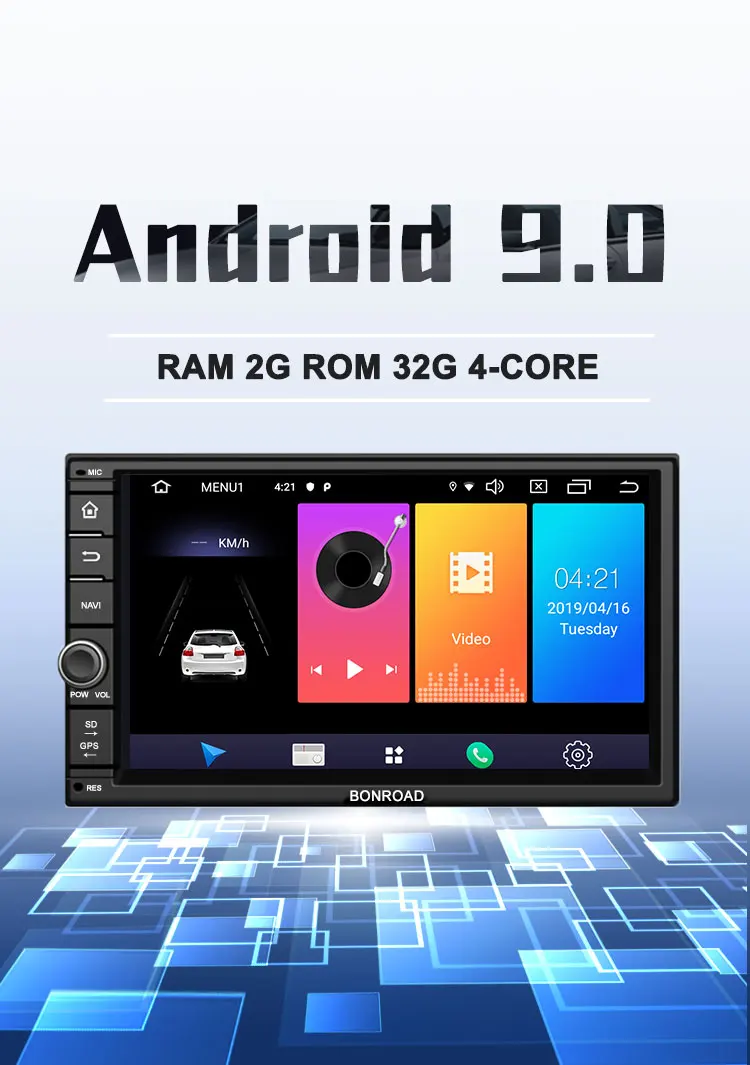 Excellent Bonroad Car Multimedia Player For 2 Double Din For Nissan Android 9.0 2G+16G Wifi Radio 4G Video GPS MP3 Touch Screen(NO DVD CD) 0