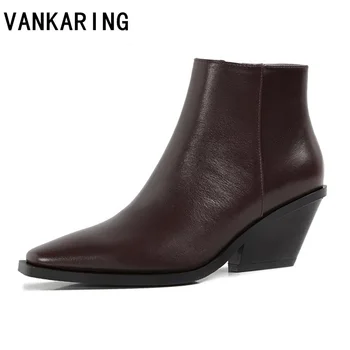 

autumn rubber shoes women genuine leather ankle boots cowgirl boots zipper waterproof boots platform boots booties dames laarzen