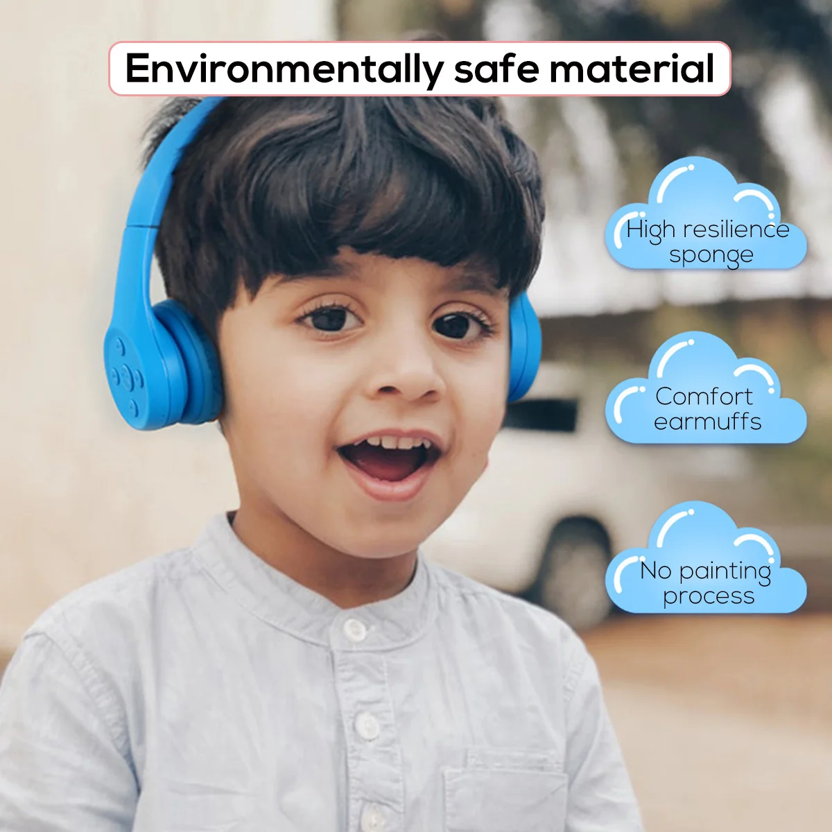 Wireless bluetooth Kids Headphone 85dB Foldable Portable Children Child Safe Over Ear Adjustable Headset Girls Boys Gift
