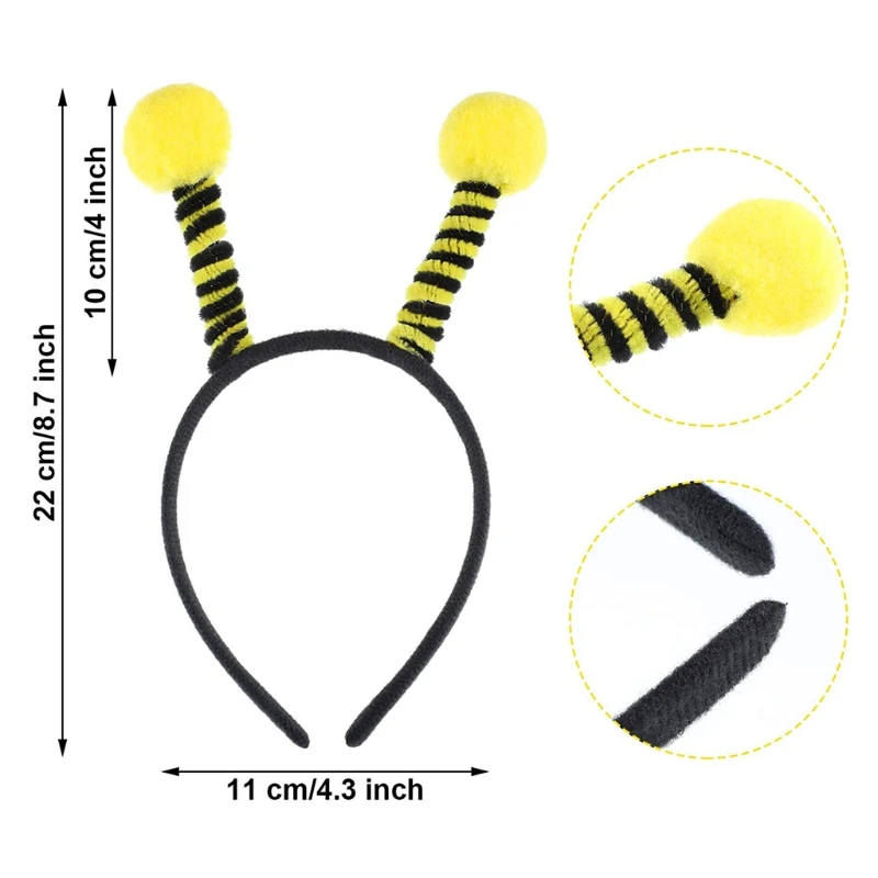 Bumble Bee Cosplay Party Favors Women Men Kids Party Costume Cosplay Accessory Bee Head Hoop Glasses Set birthday party supplies mascot costume