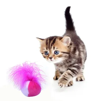 

Pet Cat Interactive Shuttlecock Ball Toys Teasing Cat Plush Bell Ball With Feather And Catnip cat toys interactive cat toys ball