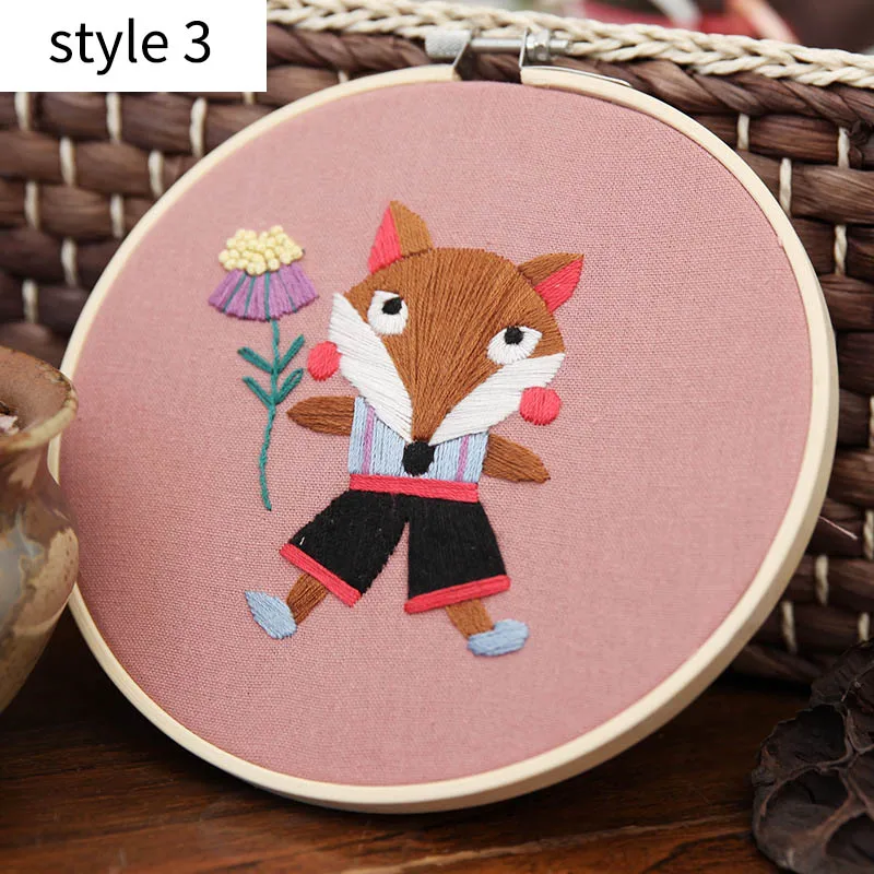 style 3 Вышивка крестом милые Мультяшные животные 15*15 см Материал посылка вышивка DIY набор ручной работы подвесные картины - Цвет: style 3