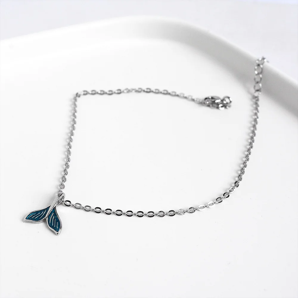 Blue Ocean Mermaid 925 Sterling Silver Ankle Bracelet