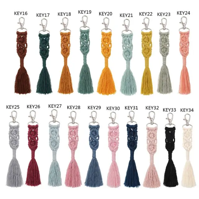 Tassel Keychain Macrame Key Chain Key Ring Keychains for Ladies Handmade Custom Kychain Ring Bag Charm Gift for Women 6