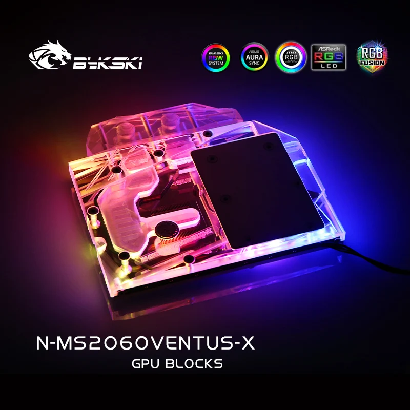 Кулер для графического процессора Bykski MSI Geforce RTX 2060 VENTUS XS полностью закрывающий