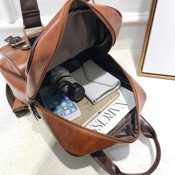 Women Anti Theft Backpacks Students Brown School Bags for Teenage Girls Waterproof Vintage Laptop Leather Big Travel Backpack 4