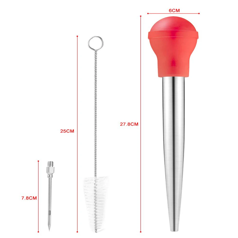 Turkey Meat Seasoning Pump Syringes Needle Injector Brush Kitchen Cooking Tool images - 6