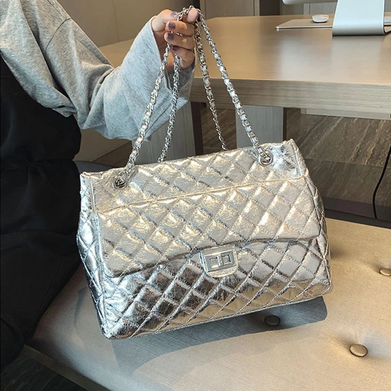 

2019 New Fashion Plaid Design Women Bag Chic High Capacity Ladies Chain Shoulder Crossbody Bags Travel Shopping Handbag