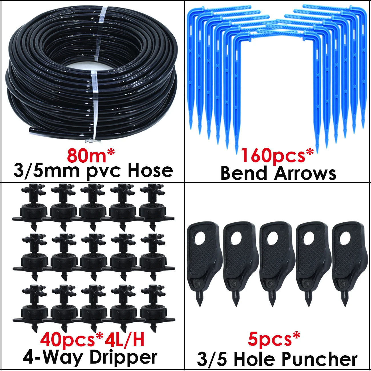 KESLA 5M-100M 4L 8L Pressure Compensation Emitter Watering Kit for Agriculture Greenhouse Drop Drip Irrigation System w Puncher