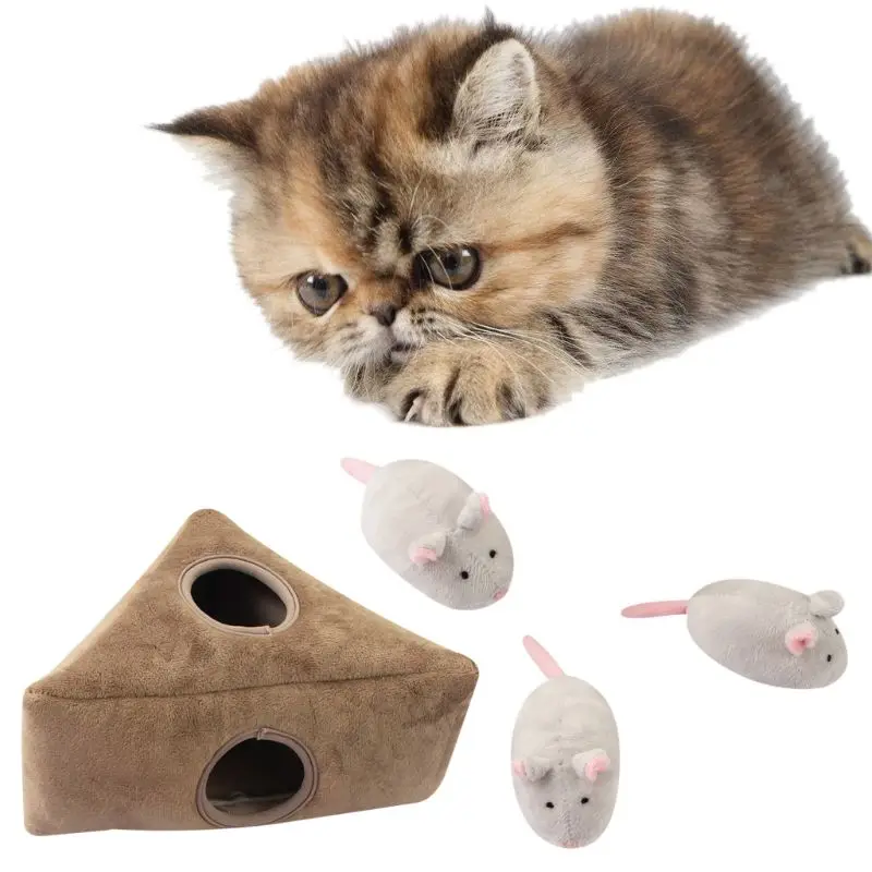 Забавная игрушка для питомцев, кошек, прятки, головоломка, плюшевая игрушка с писком, мыши, Интерактивная игрушка для собак, кошек, пищащие игрушки, товары для животных C42