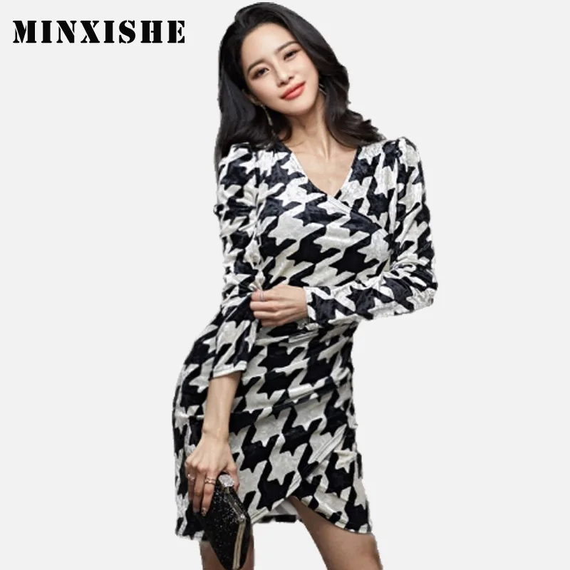 Сексуальное бархатное Бандажное платье с принтом весеннее женское новинка 2020