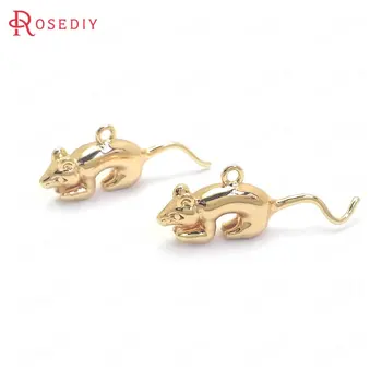 

(37188)10PCS 24x8MM 24K Gold Color Brass Mouse Charms Pendants High Quality Jewelry Making Supplies Diy Findings Accessories