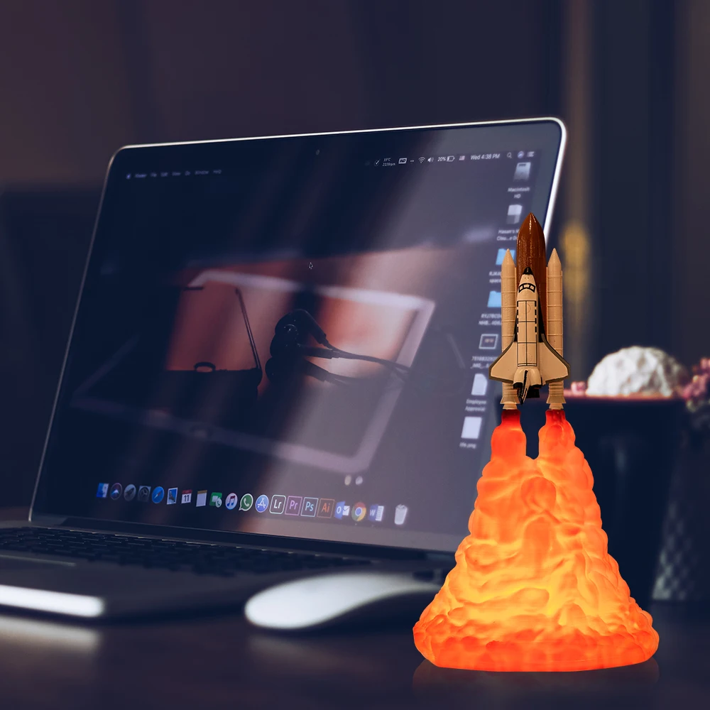Новинка, Прямая поставка, 3D принт, Космический Шаттл, ночник, светильник для любителей космоса, Лунная лампа, ракетная лампа, украшение комнаты