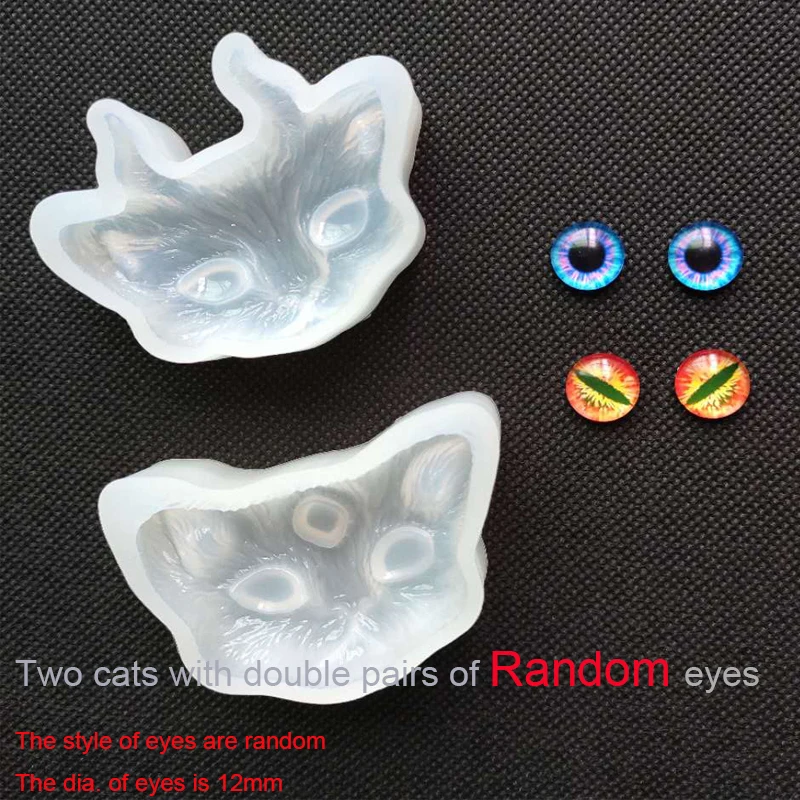 2 cats 2 pairs eyes Кошка с рогом или глазом силиконовые формы ожерелье кулон Смола форма для изготовления ювелирных изделий DIY ручной работы смолы формы для ювелирных изделий - Цвет: 2 cats 2 pairs eyes
