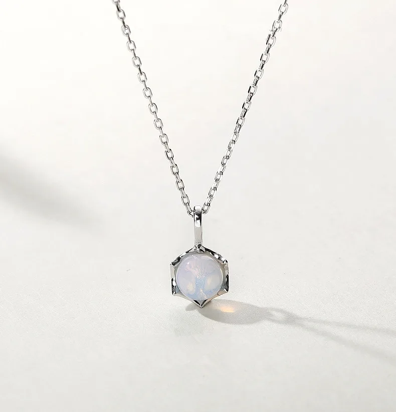 925 Sterling Silver 925 пробы Серебряное ожерелье женский градиент Круглый Циркон ожерелье сладкий темперамент передача бисера Кулон подарок - Цвет камня: 925 Sterling Silver