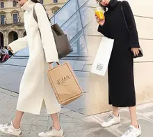 

Zoulv Autumn Loose Max-Long Fashion Dress Knitted Cotton Sweater Brand Tops Women Winter Sweaters Turtleneck Ladies Pullovers