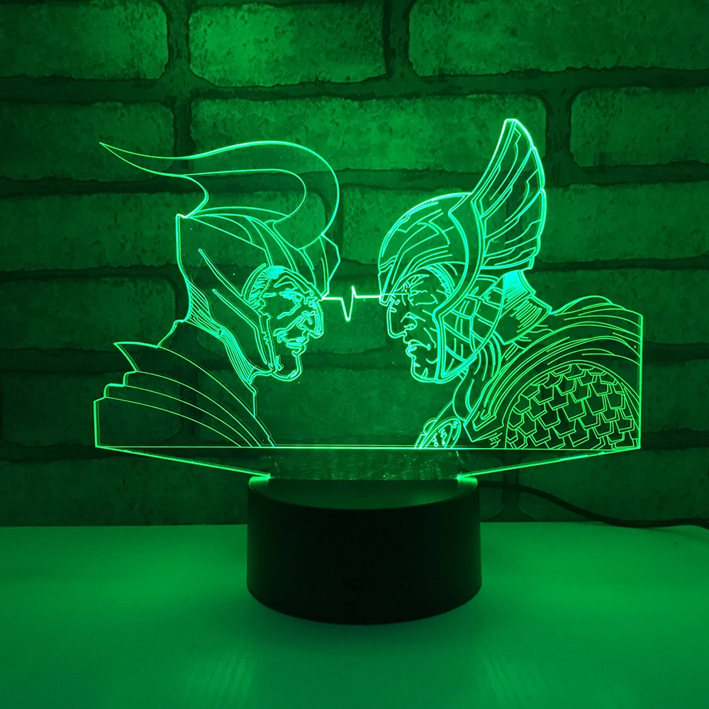 Thor Loki светодиодный ночник RGB 7 цветов Изменение Настольная лампа фигурки 1843 мальчиков девочек рождественские игрушки