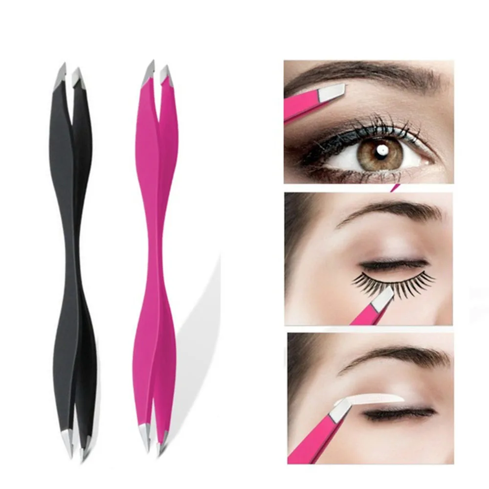 

3 Colors Brainbow Tweezers Rose Beauty Makeup Tools Double Ends Eyebrow Tweezer Anti-Static Eyelash Extension Tool Maquiagem