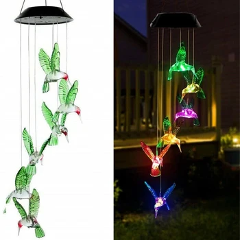 

LED Energy Efficient Solar Color Changing Butterfly Wind Chimes Balcony Child Room Decor Garden Hanging Light Lamp Decoration