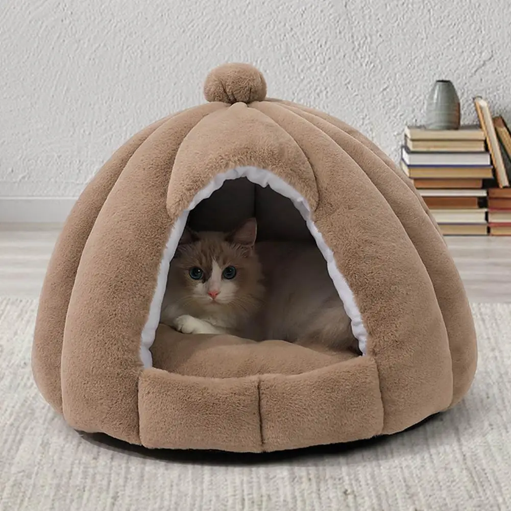 Cat-Cave-Igloo-Pet-Tent-Nest-House-Cute-Indoor-Pet-Cave-Bed-With-Removable-Washable-Inner.jpg Macska Barlang Igloo Pet Sátor Fészek Ház Aranyos Beltéri Kisállat-Barlang Ágy Eltávolítható És Mosható Belső Párna Nem Csúszás Vízálló Fenekével - Image 3