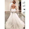 Gorgeous Lace Mermaid Wedding Dresses African Arabic Style Petite Long Sleeves Fishtail Bridal Gowns Plus Size 3