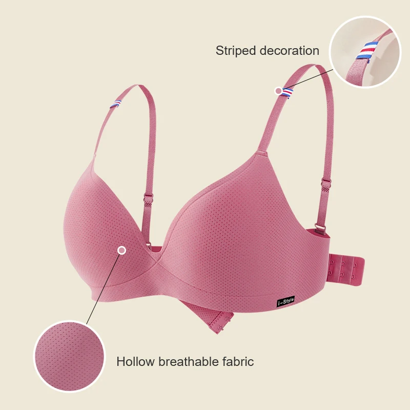 Seamless Bra Wire Free Brassieres Soft Push Up Intimate Women's Underwear Sexy Bralette Striped Shoulder Strap Womens Lingerie