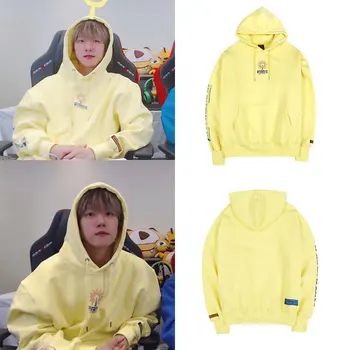 

kpop EXO BAEK HYUN streetwear Harajuku Yellow hoodies Korean Women/Men Long-sleeved Casual hooded Sweatshirt female fans clothes