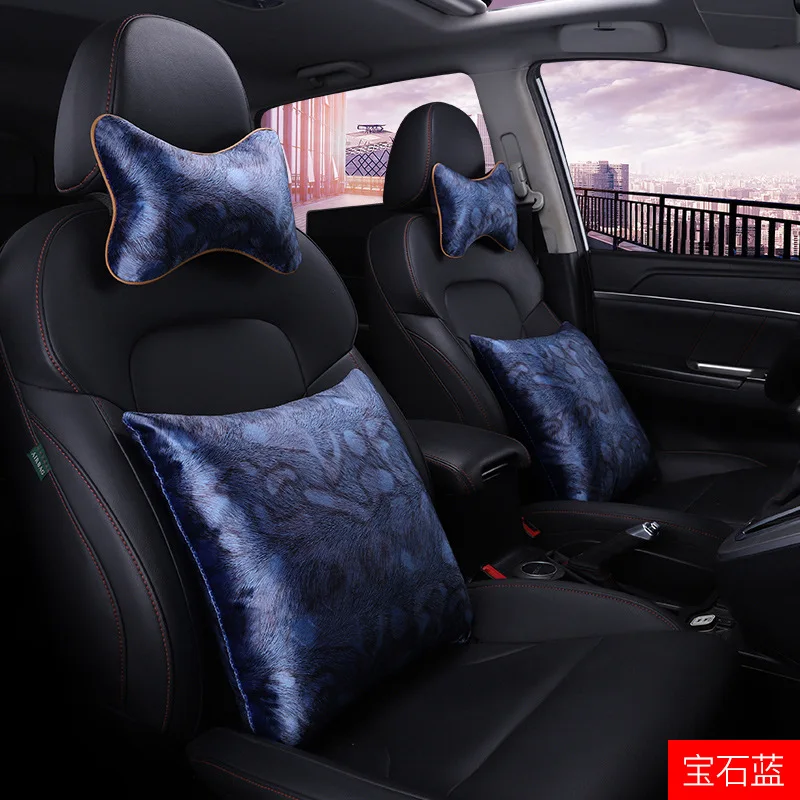 

Car Pillow One Pair Car Embroidered Car Mounted Car Pillow Four-piece Set Back Cushion Lumbar Support Pillow Car Women's