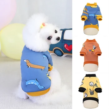 

Cartoon Print Dog Shirt Comfortable Puppy Cat Sweater Pullover For Small Dogs Pets Sweater Warm Clothing Puppy Dog Accessory