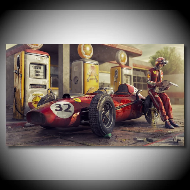 Vintage Ferraris Classic Racing Car 3D Game Artwork Wall Art ...