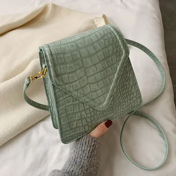 

Women Handbag Female 2020 New Brand Retro Crocodile Pattern Square Shoulder Messenger Casual Vintage Designer Shoulder Bag