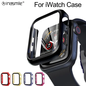 

Elegant Watch Cover Case For Apple Watch series 5 4 3 2 1 band case 42mm 38m 40mm 44mm Tempered Glass Protector for iWatch 4