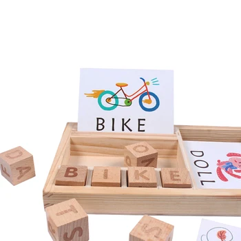 

Wooden Cognitive Puzzle Cards Cardboard New Baby Educational Toys Learning English Wooden Baby Montessori Materials Math Toys