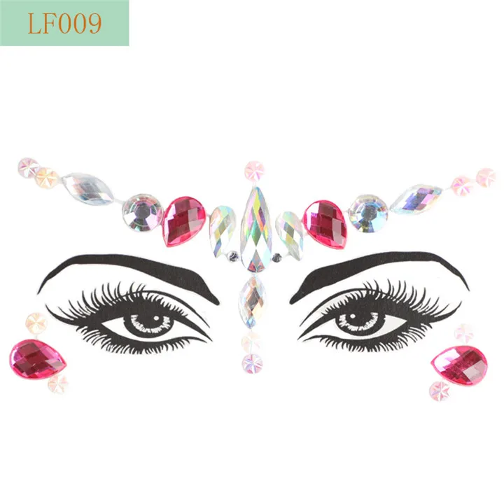 6   Acrylic Rhinestone Face Stickers Women Halloween Christmas Birthday Party Decor Environmentally Colorful Crystal Face Stickers