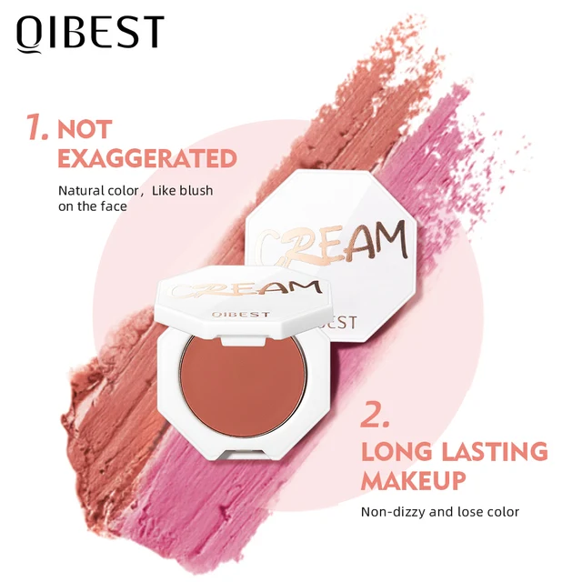 QIBEST Face Blusher Peach Cream Makeup Blush Palette Cheek Contour Blush Cosmetics Blusher Cream Korean Makeup