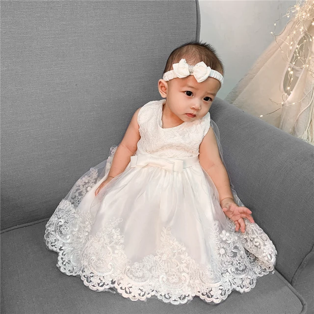 Desilusión paciente Saqueo Vestidos de bautizo para niña, nuevo vestido blanco de bautismo para niña,  fiesta de cumpleaños de 1 año, vestido de niña + ropa de corazón -  AliExpress