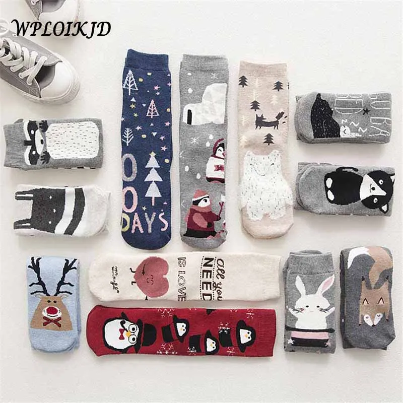 

Japanese Department College Wind Autumn Winter Warm Terry-Loop Socks Cartoon Animals Patterns Casual Cute Socks Christmas Gift