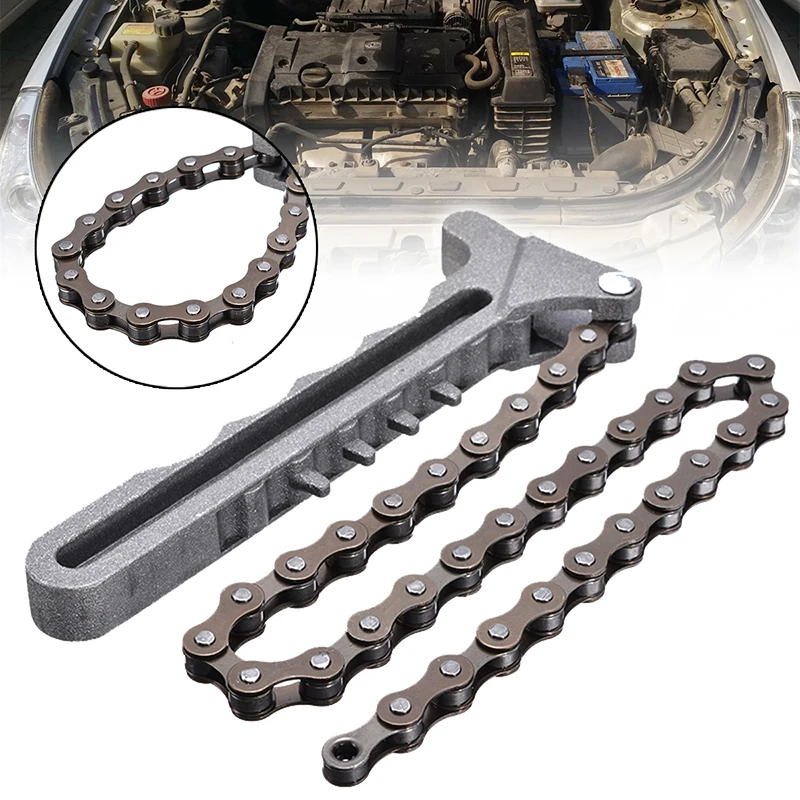 Adjustable 1pcs Car Engine Oil Filter Chain Grip Wrench Spanner Remover Tools Plier Car Oil Filter Chain Grip Key Wrench