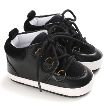 

Autumn Fashion Baby Boys Patcwork Design Anti-Slip Sneakers Toddler Soft Soled PU Shoes Spring Baby Boy Cute Crib Shoes