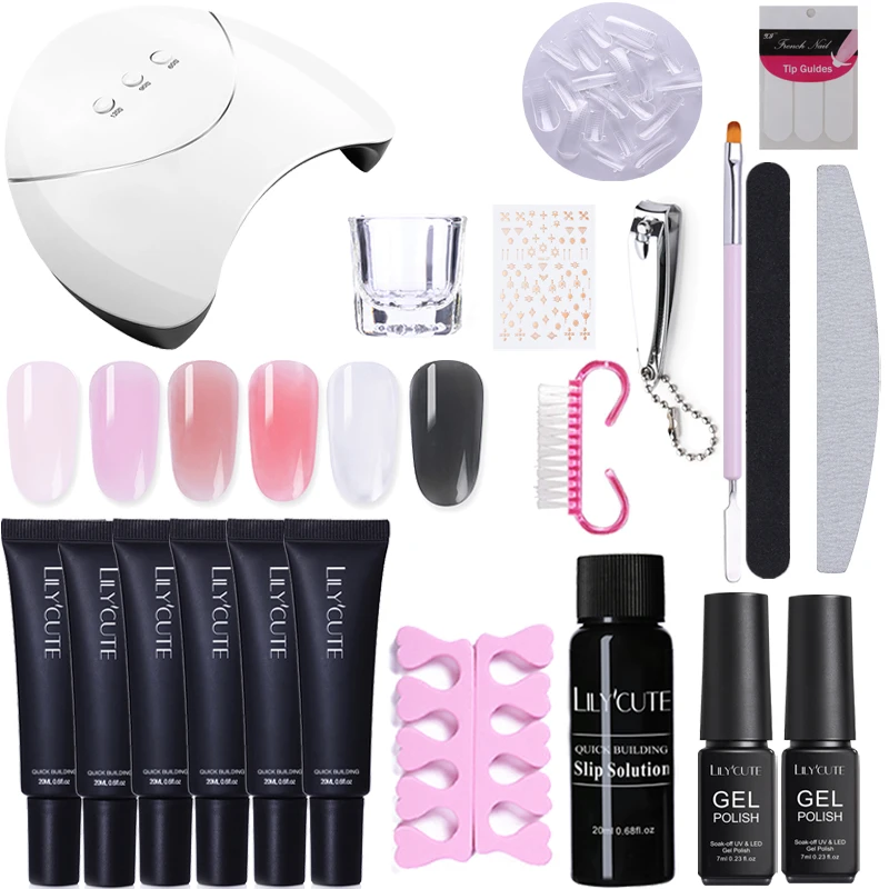 

LILYCUTE Poly Extension Gel Kit Quick Extension Gel Pink White Clear Crystal LED Acrylic Builder UV Gel Kit Nail Lamp Gel Kit