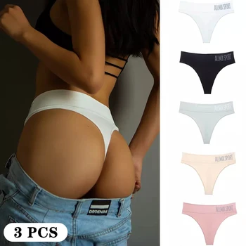 

3Pcs Fashion Lingerie Women Soft Cotton Underwear Shapewear High Waist Shaping Briefs Pure Color Thong Panty Tummy Panties