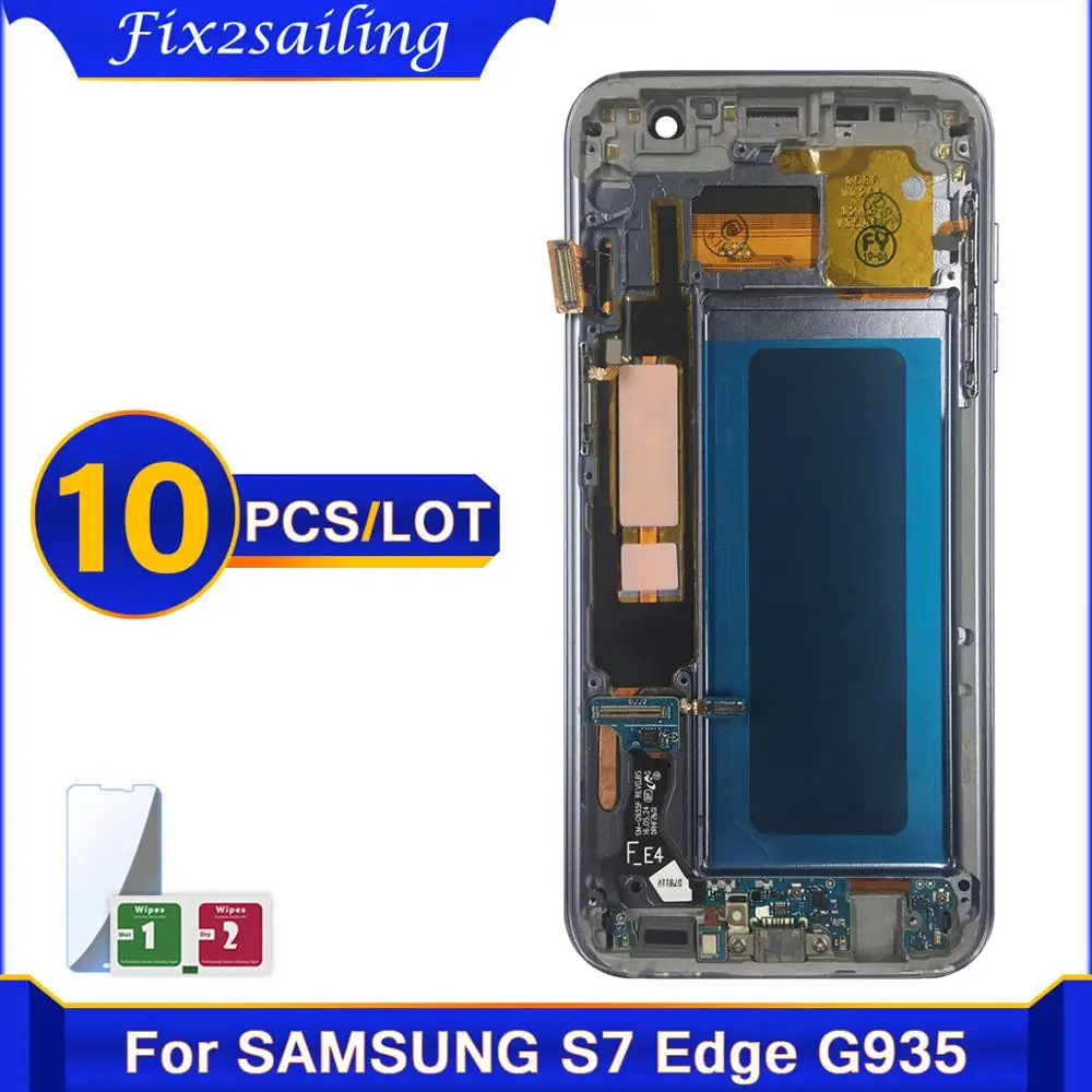 10 шт./Лот ЖК-дисплей для SAMSUNG Galaxy s7 edge G935 G935F + сенсорный экран дигитайзер с рамкой |