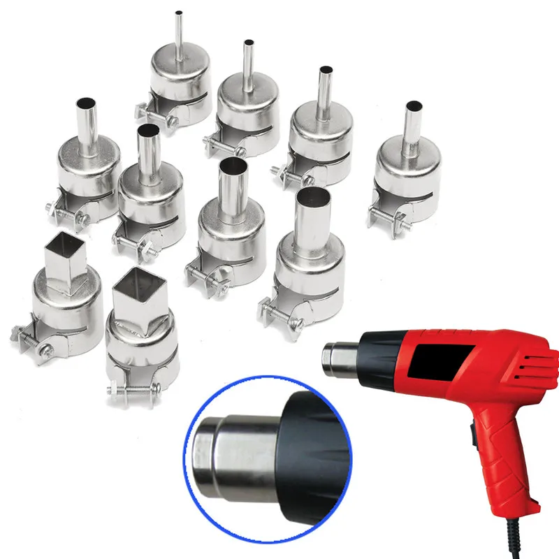 Xnemon 10pcs/set Heat Gun Nozzles Tool Kits For 850 Hot Air Soldering