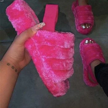 

Women Sandals Spring Plush Slippers Flat Bottom Antiskid Indoor All-around Comfortable Sandals Outdoor Leisure Women's