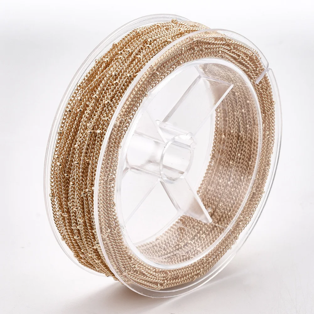 about 15m/Roll Brass Curb Chains Soldered Satellite Chains 2x1.5x0.4mm for jewelry making DIY Bracelet Necklace Accessories