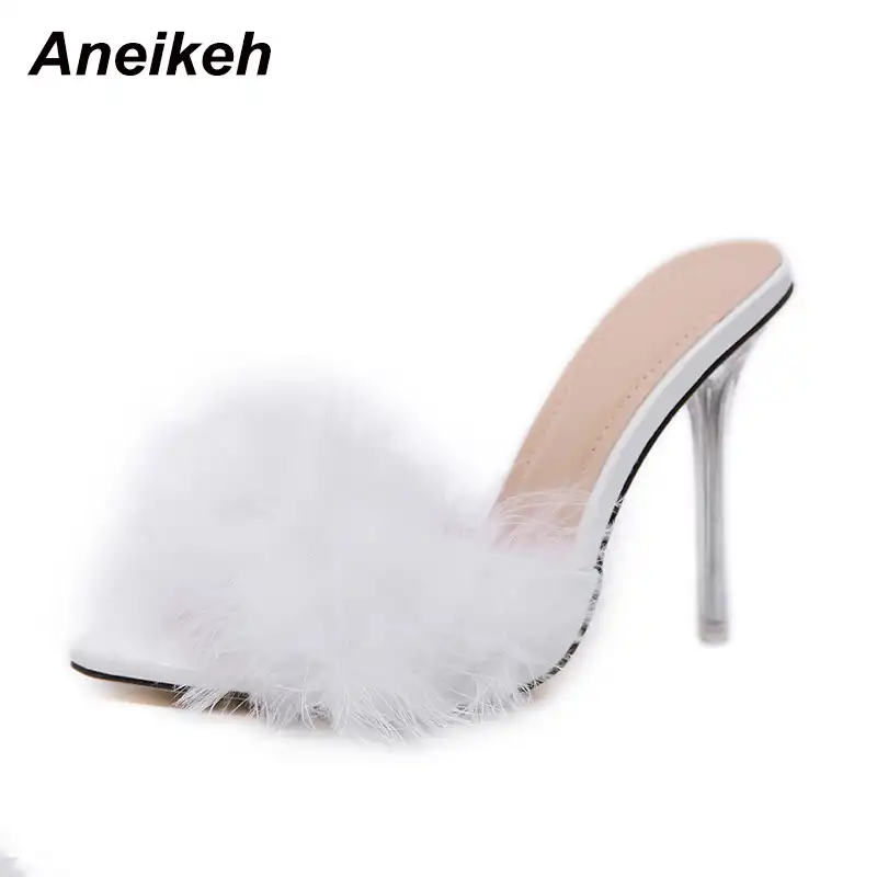 fluffy mule heels