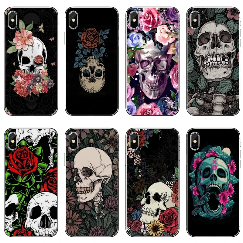 Retro Style Flower Skull soft cover case For Samsung Galaxy J8 J7 J5 Prime pro J3 A3 A5 A7 2018 2017 2016 | Мобильные телефоны и