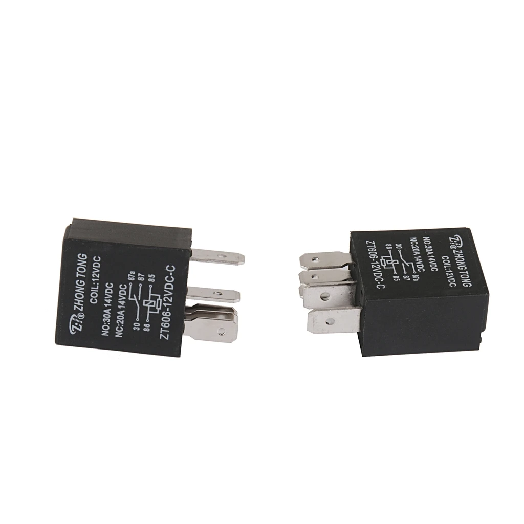 2 Pieces Automotive Relay, 5 Pin SPDT Contact Arrangement, Quick Connect Terminal, 20/30 Amp, 12V DC