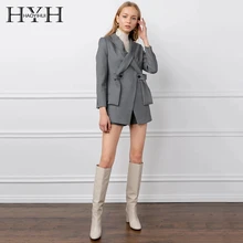 HYH Haoyihui модный осенний дизайн чувство шикарный темперамент крест v-образным вырезом маленький костюм куртка талия костюм