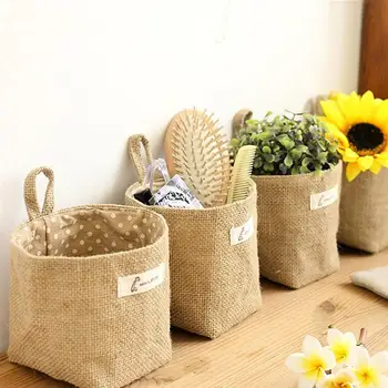 

1Pc Planter Organization Basket Storage Sack Hanging Mini Jute Fabric Storage Bag Plant Planting Potted Box Flower Pot Daily